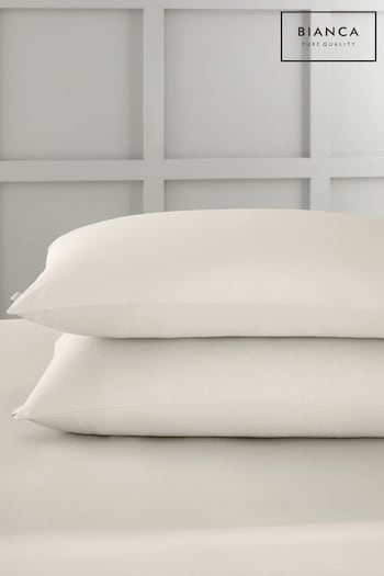 Bianca Oyster 400 Thread Count Cotton Sateen Pair Pillowcases (B44752) | £10