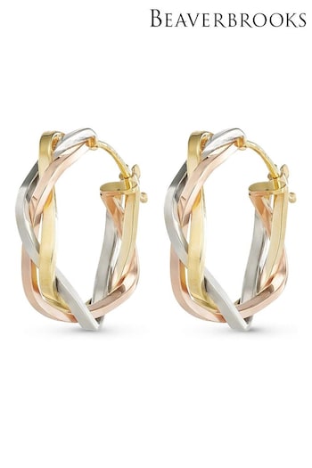 Beaverbrooks 9ct Gold Plait Hoop Earrings (B44815) | £250