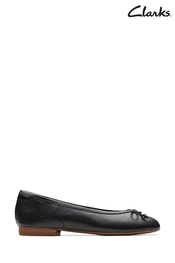 Clarks Black Leather Fawna Lily Shoes (B44863) | £70