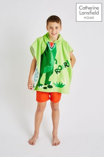 Catherine Lansfield Green Dinosaur Hooded Poncho Towel (B44889) | £10