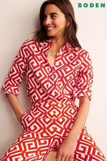 Boden Red Sienna Linen Shirt (B44996) | £70