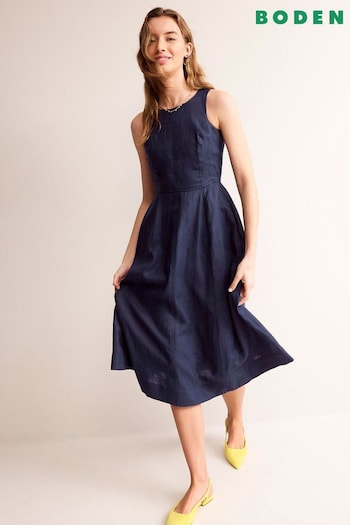 Boden Blue Carla Linen Midi Dress (B45060) | £115