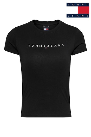Tommy Bianco Jeans Slim Linear Black T-Shirt (B45112) | £35