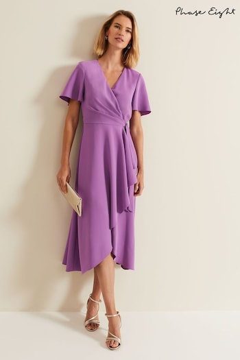 Phase Eight Purple Julissa Frill Wrap Dress ankle (B45114) | £129