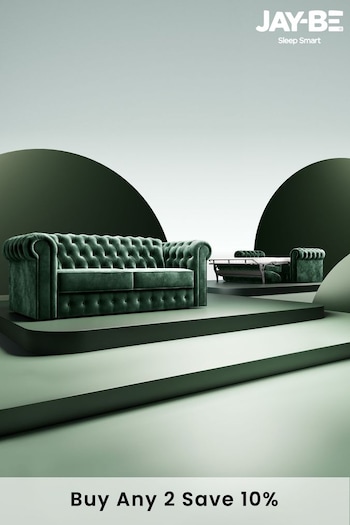Jay-Be Luxe Velvet Bottle Green Chesterfield 3 Seater Sofa Bed (B45115) | £4,500