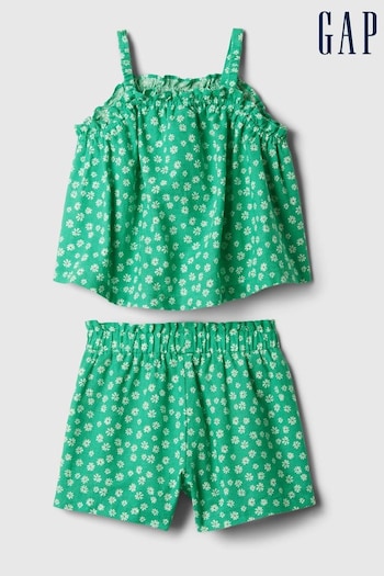 Gap Green Linen-Cotton Print Vest Top and Shorts Set (12mths-5yrs) (B45139) | £30