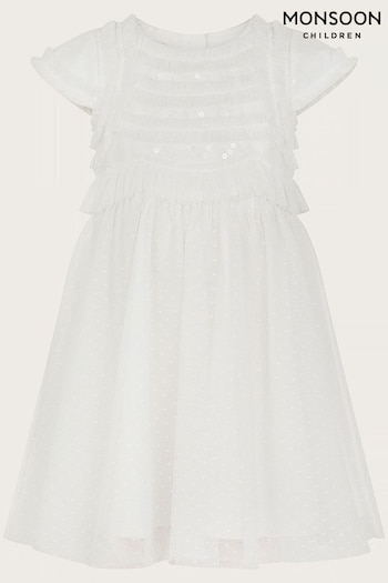 Monsoon Natural Baby Ruffle Truth Dress (B45196) | £36 - £38
