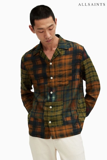 AllSaints Brown Carreaux Long Sleeve Shirt (B45251) | £139