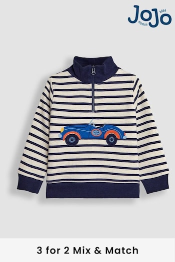 JoJo Maman Bébé Natural Classic Car Half Zip Sweatshirt (B45255) | £25