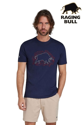 Raging Bull Blue Scatter Stitch Bull T-Shirt (B45421) | £32 - £34