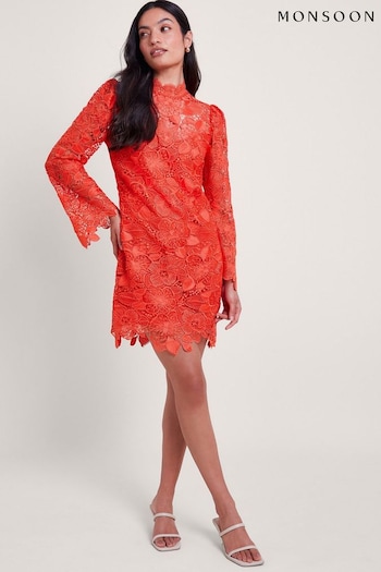 Monsoon Orange Lila Lace Tunic Dress (B45438) | £130