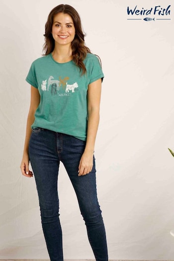 Weird Fish Green Walkies Organic Cotton Graphic T-Shirt (B45560) | £25