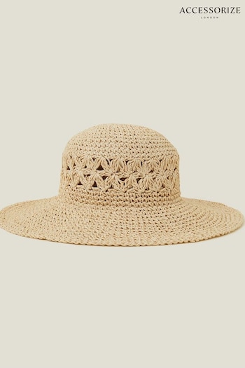 Accessorize Natural Loose Weave Floppy Hat (B45579) | £25