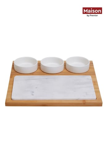 Maison by Premier 5 Piece White Marble And Ceramic Serving Board (B45623) | £28