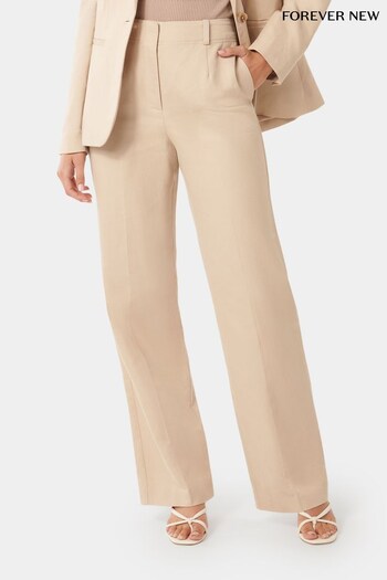 Forever New Cream Emmie Straight Leg Trousers with a Touch of Linen (B45870) | £50