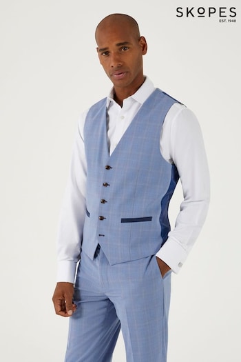 Skopes Pale Blue Fontelo Check Single Breasted Suit: Waistcoat (B46005) | £55