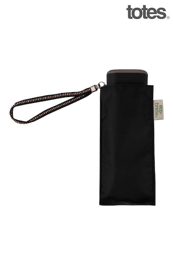 Totes Black Mini Eco Thin Flat Umbrella (B46034) | £20