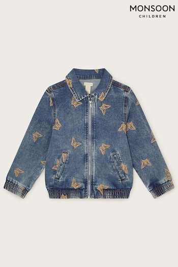 Monsoon Blue Butterfly Embroidered Zip Jacket (B46051) | £34 - £38