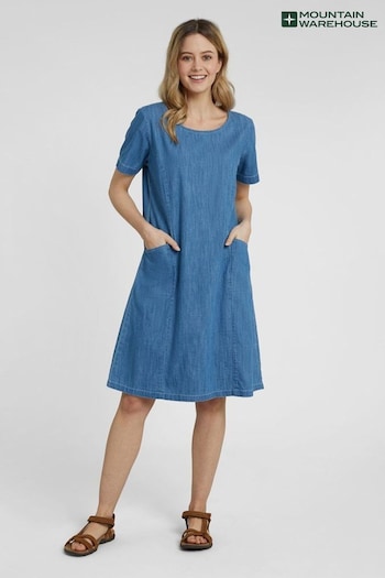 Mountain Warehouse Blue Flora Blk UV Protect Cotton Denim Dress (B46065) | £42