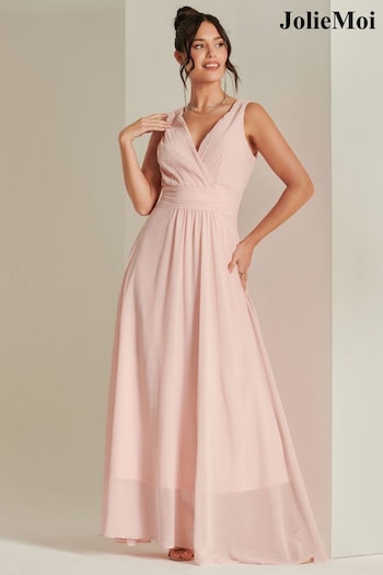 Jolie Moi Pleated Bodice Chiffon Maxi Dress (B46130) | £79