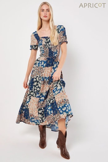 Apricot Blue Vintage Daisy Patchwork Maxi Dress (B46310) | £36