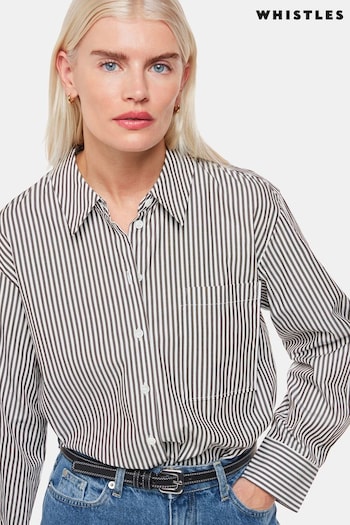 Whistles Petite Black/White Relaxed Fit Stripe Shirt (B46320) | £79