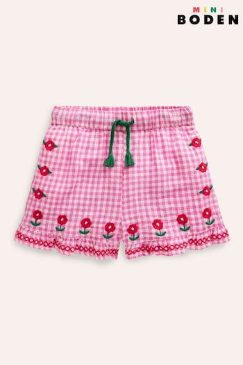 Boden Pink Frill Hem Woven Schmale Shorts (B46339) | £23 - £27