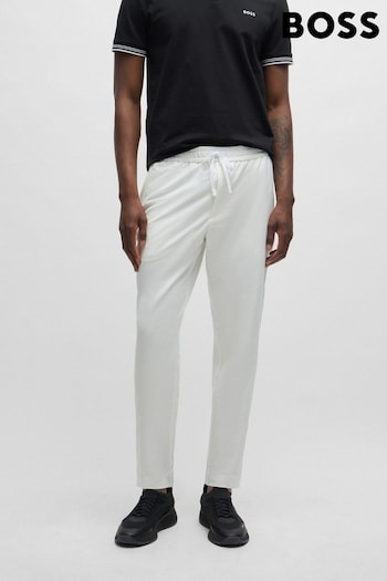 BOSS White Tapered Fit Stretch Cuffed Chino levering Trousers (B46341) | £129