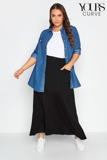 Yours Curve Black Maxi Jersey Skirt (B46377) | £31
