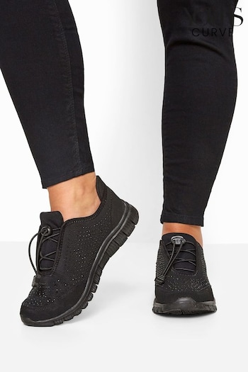 Yours Curve Black Extra Wide Fit Titania Gem Trainers (B46417) | £31