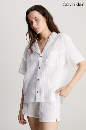 Calvin Dam Klein Short Sleeve Button Down White Shirt (B46479) | £38