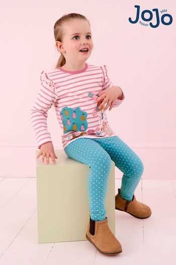 JoJo Maman Bébé Pink Guinea Pig Appliqué Frill Top (B46501) | £18