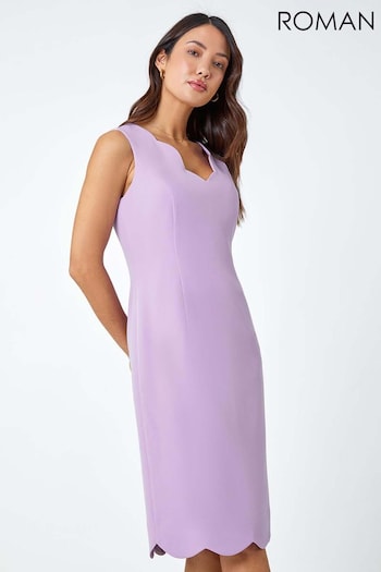 Roman Purple Scallop Edge Plain Shift Dress (B46572) | £50