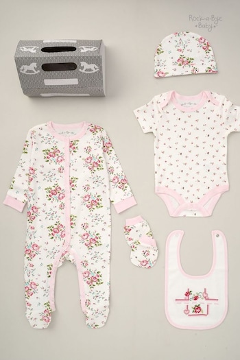 Rock-A-Bye Baby Boutique Printed Baby White Gift Set 5 Piece (B46673) | £25