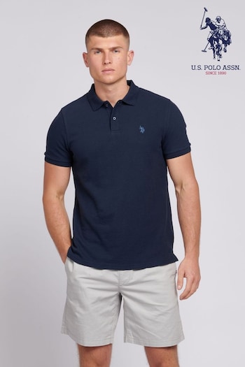 U.S. Polo Assn. Mens Regular Fit Blue Texture Terry Polo Shirt (B46698) | £60