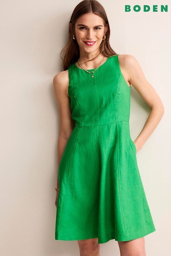 Boden Green Carla Linen Short Dress (B46703) | £110