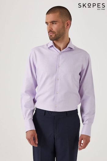 Skopes Purple Tailored Fit Double Cuff Dobby Shirt (B46806) | £49
