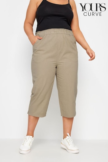 Yours Curve Natural Cool Cotton Cropped Trousers (B46811) | £22