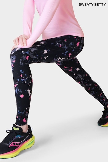 Sweaty Betty Black Scattered Texture Print Full Length Aerial Core Workout Leggings (B46826) | £88