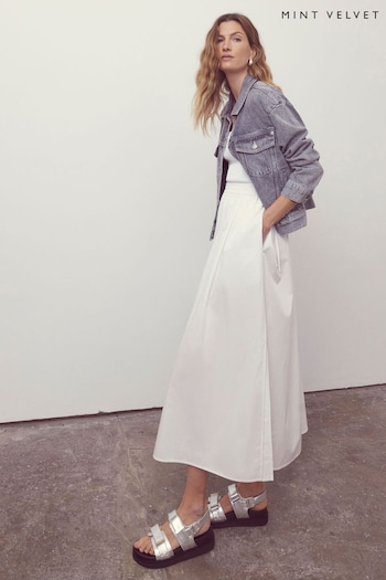 Mint Velvet White Cotton Tie Maxi Skirt (B46840) | £89