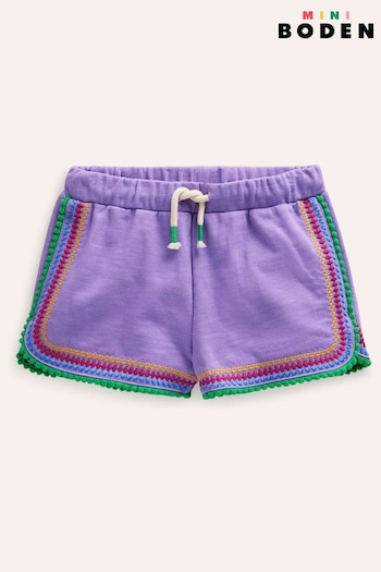 Boden Purple Embroidered Shirred Shorts (B46901) | £19 - £21