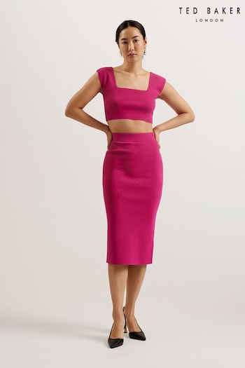 Ted Baker Purple Brenha Cropped Knitted Crop Top (B46913) | £50