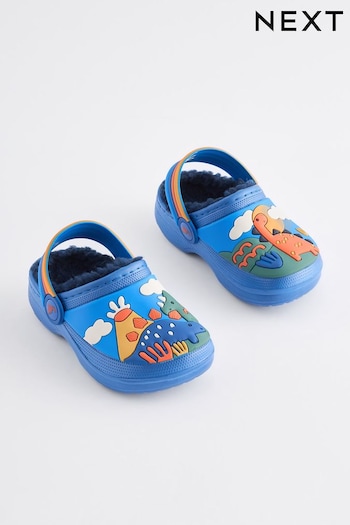 Blue Dinosaur Lined Clog Slippers (B47024) | £12 - £15