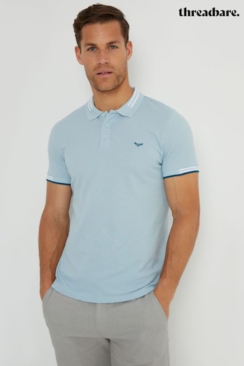 Threadbare Blue Tipping Collar Cotton Pique Polo Shirt (B47058) | £20