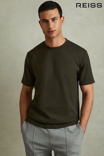 Reiss Deep Forest Bradley Interlock Jersey Crew Neck T-Shirt (B47070) | £68