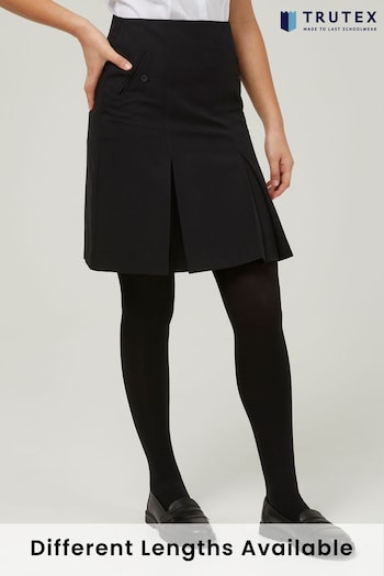 Trutex Black 16" Twin Pleat School Skirt (10-16 Yrs) (B47076) | £21