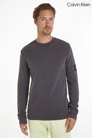 Calvin Klein Grey Washed Badge Waffle T-Shirt (B47115) | £65