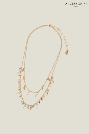 Accessorize Gold Tone Layered Leaf Necklace (B47191) | £14