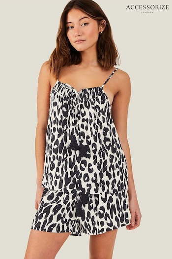 Accessorize Leopard Vest Pyjama Black Set (B47271) | £30