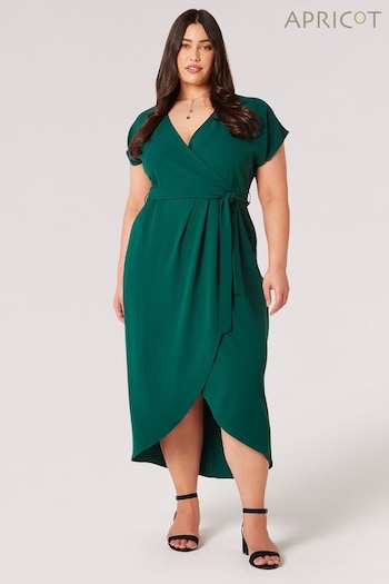Apricot Green Textured Wrap Midi Dress (B47344) | £34